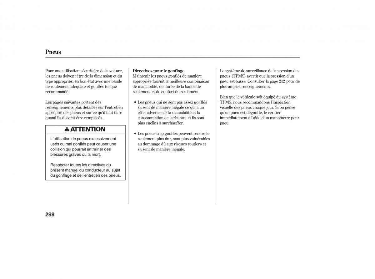 Honda CR V III 3 manuel du proprietaire / page 287