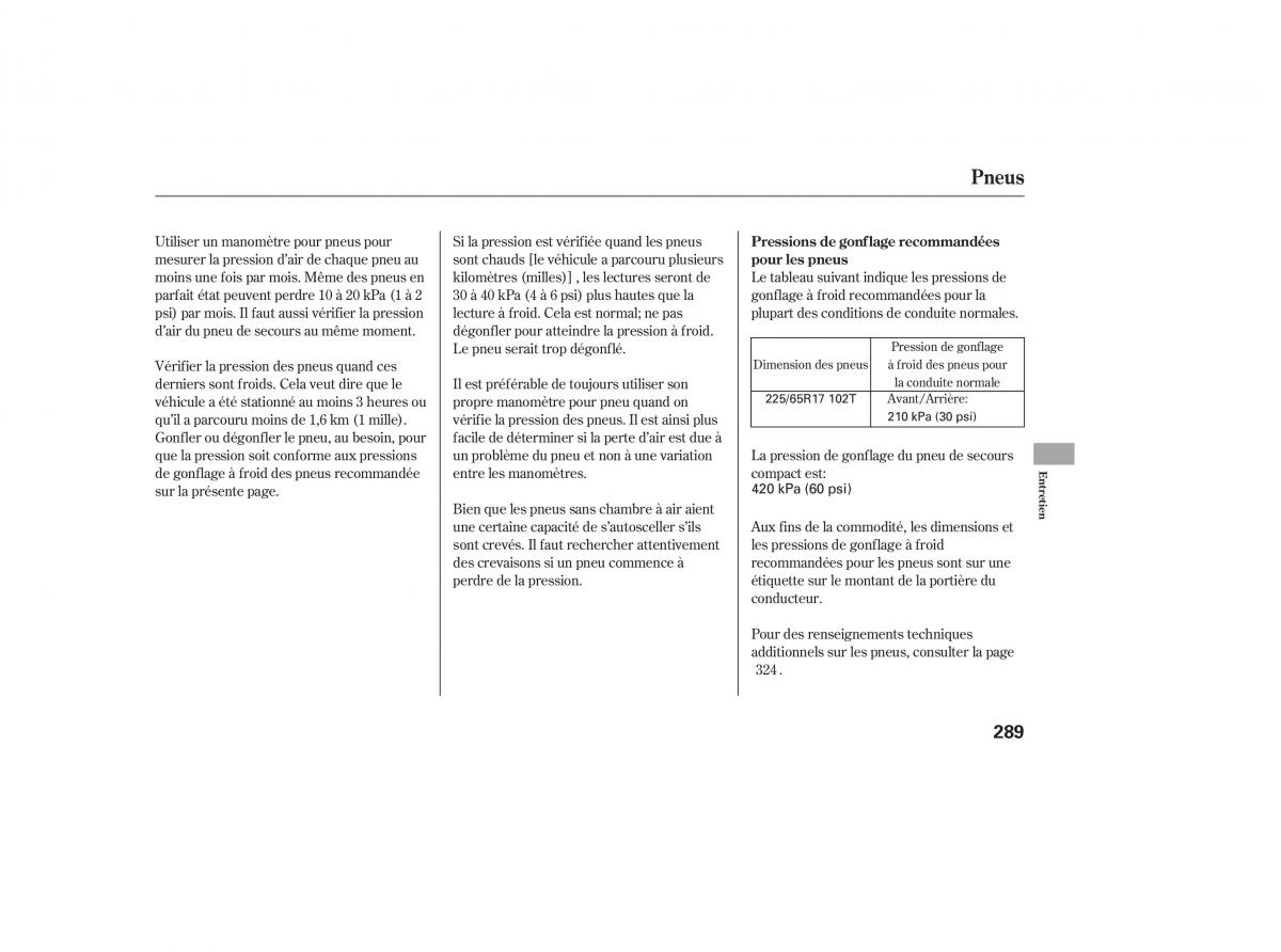 Honda CR V III 3 manuel du proprietaire / page 288