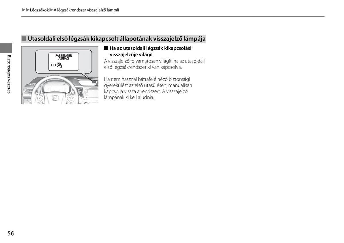 Honda CR V IV 4 Kezelesi utmutato / page 57