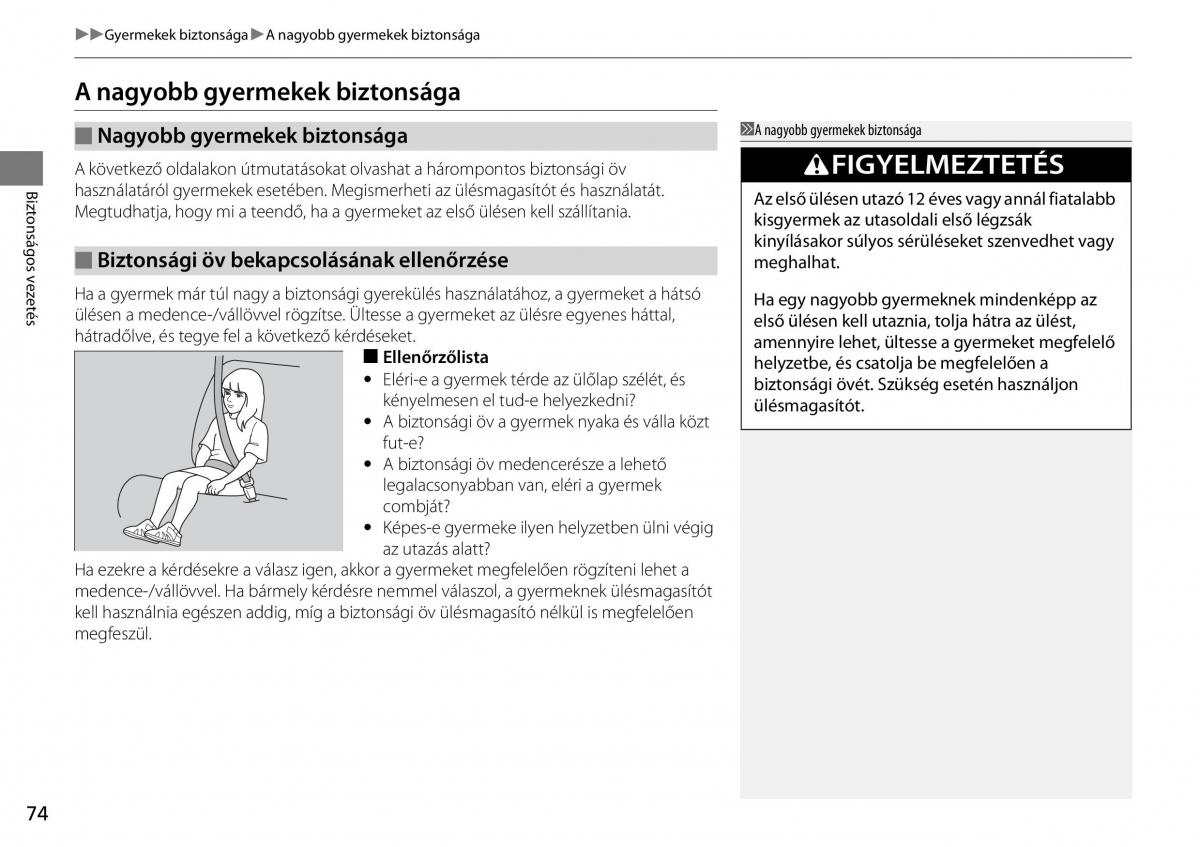 Honda CR V IV 4 Kezelesi utmutato / page 75