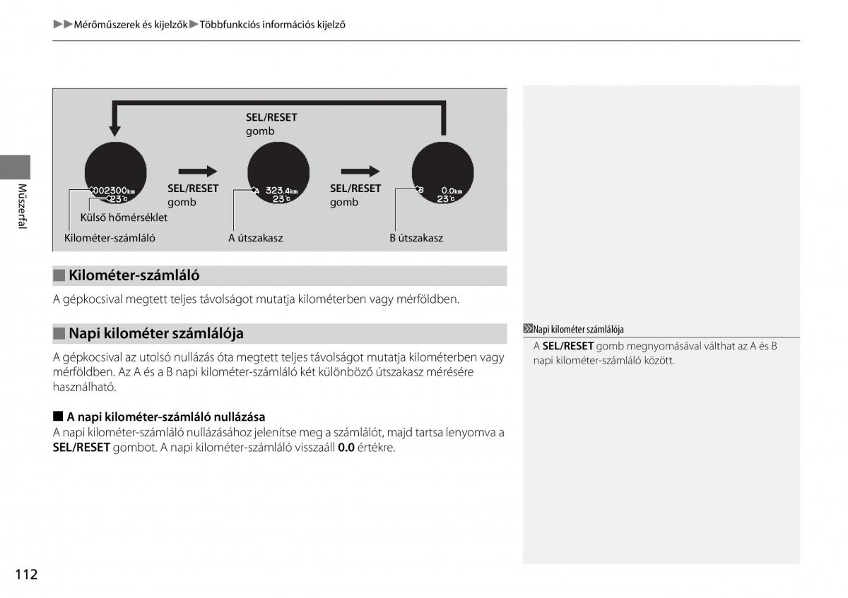 Honda CR V IV 4 Kezelesi utmutato / page 113