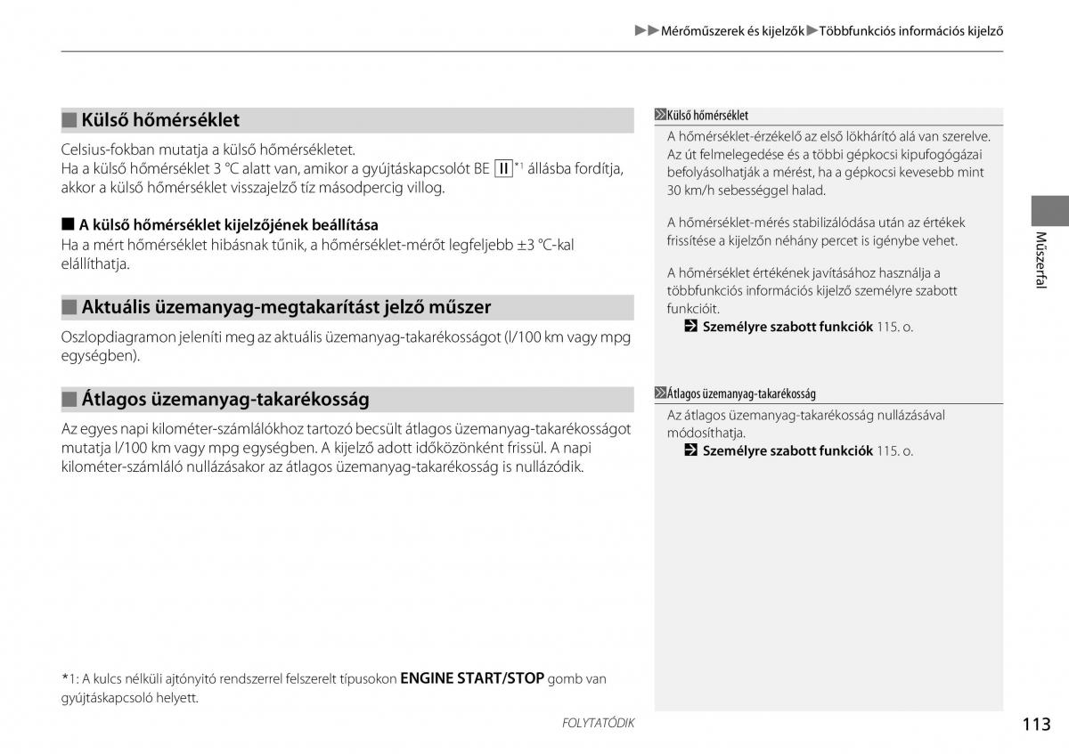 Honda CR V IV 4 Kezelesi utmutato / page 114