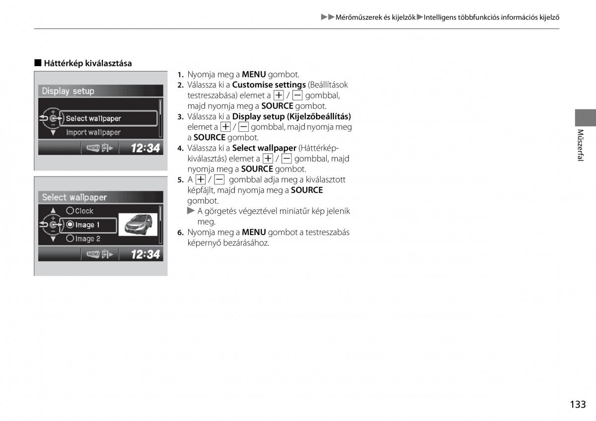 Honda CR V IV 4 Kezelesi utmutato / page 134