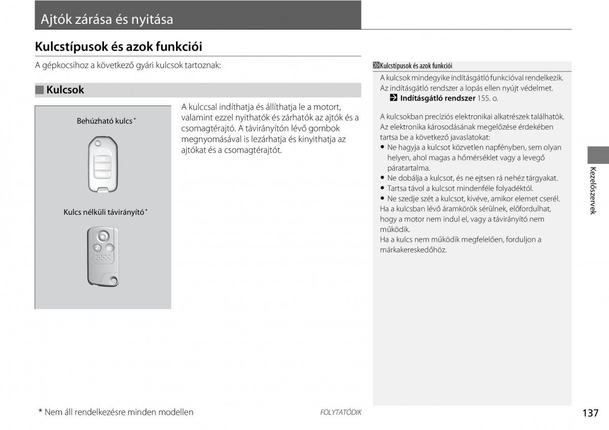 Honda CR V IV 4 Kezelesi utmutato / page 138