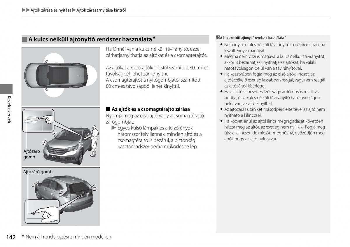 Honda CR V IV 4 Kezelesi utmutato / page 143