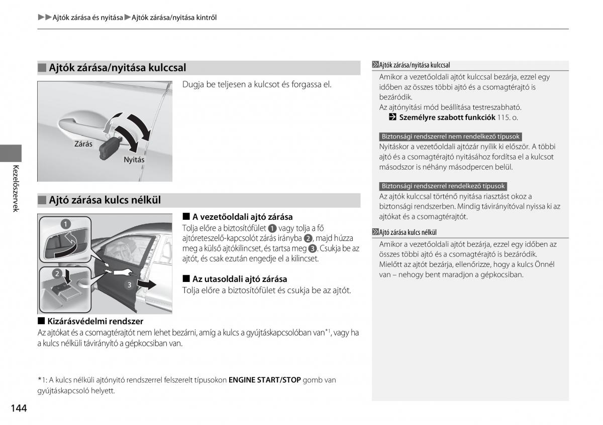 Honda CR V IV 4 Kezelesi utmutato / page 145