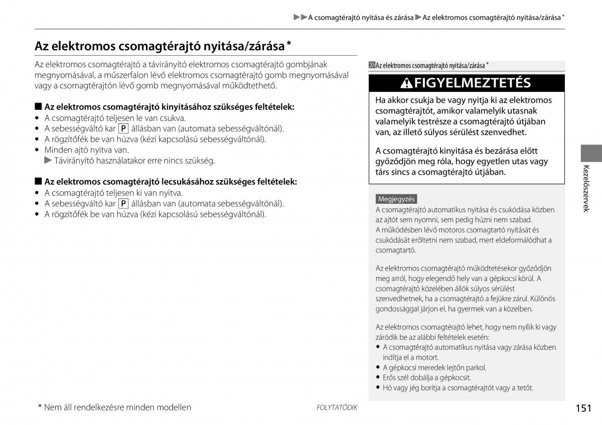 Honda CR V IV 4 Kezelesi utmutato / page 152