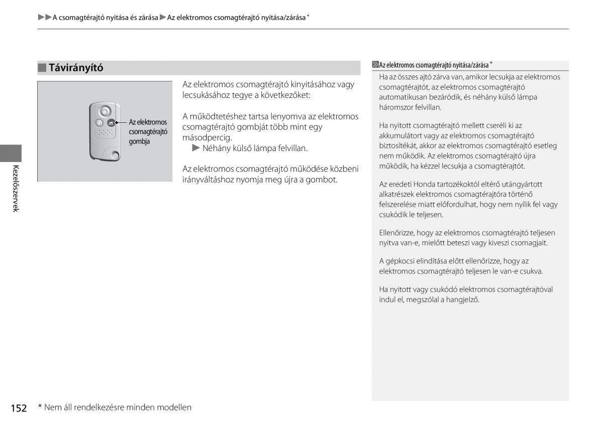 Honda CR V IV 4 Kezelesi utmutato / page 153