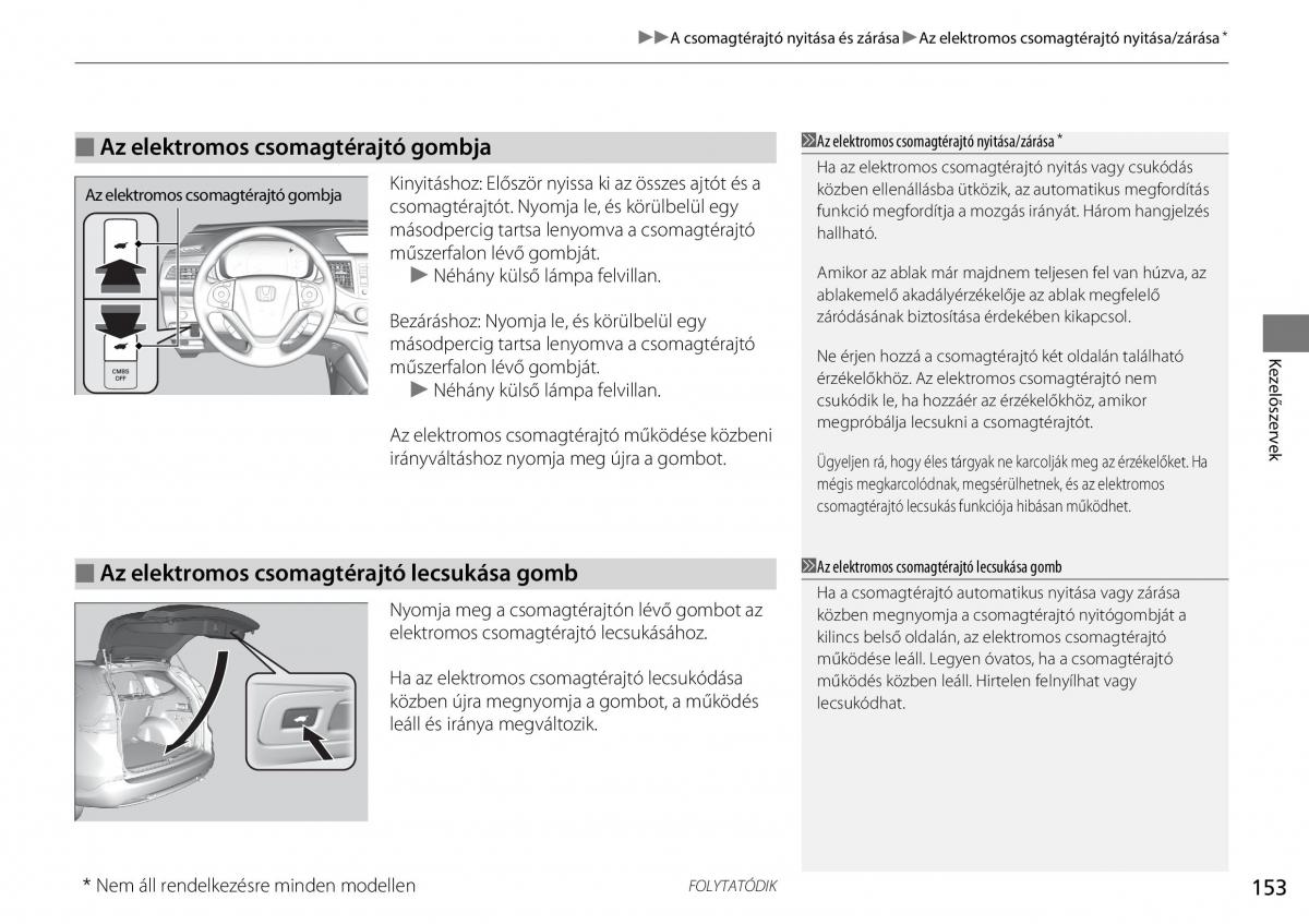 Honda CR V IV 4 Kezelesi utmutato / page 154