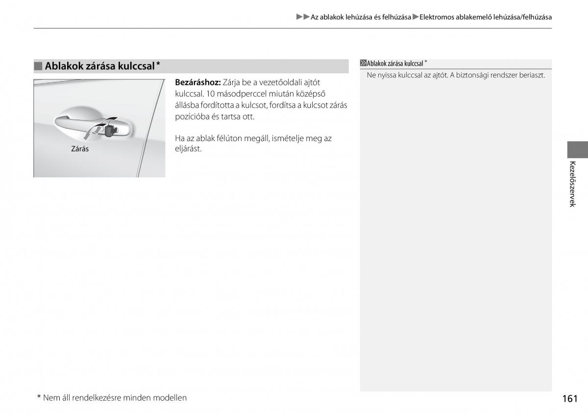 Honda CR V IV 4 Kezelesi utmutato / page 162