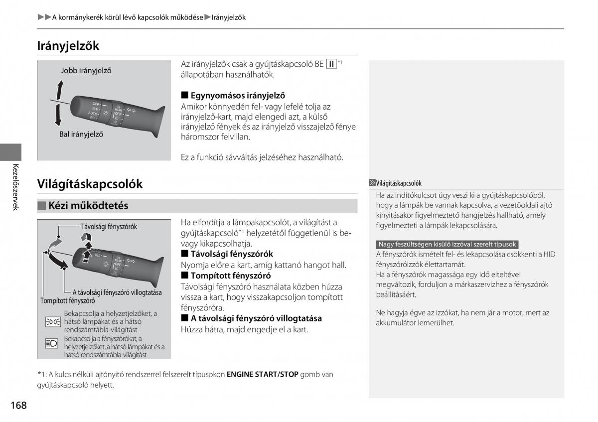 Honda CR V IV 4 Kezelesi utmutato / page 169