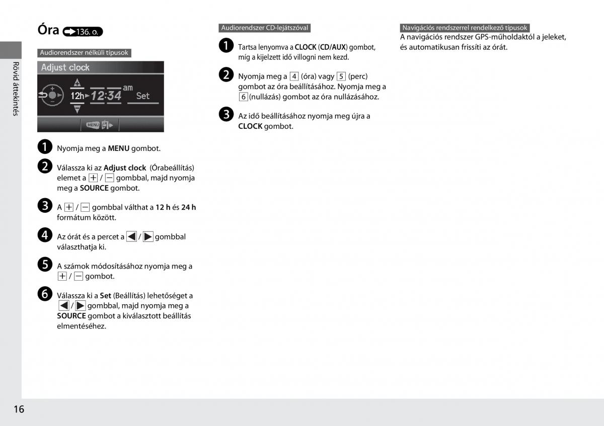 Honda CR V IV 4 Kezelesi utmutato / page 17