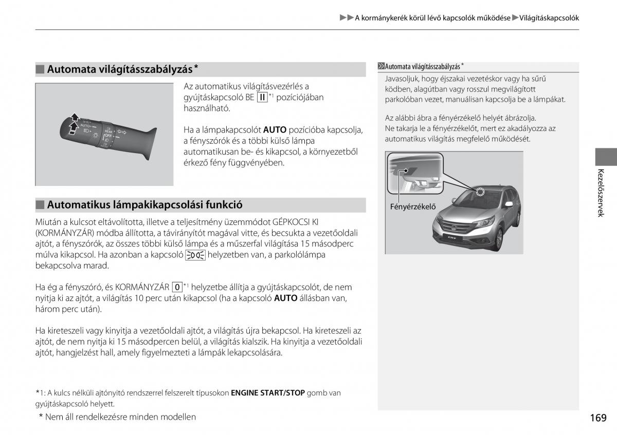 Honda CR V IV 4 Kezelesi utmutato / page 170