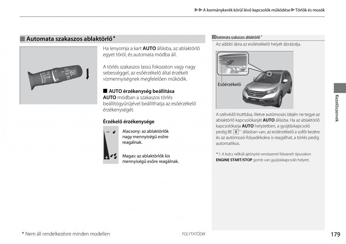 Honda CR V IV 4 Kezelesi utmutato / page 180