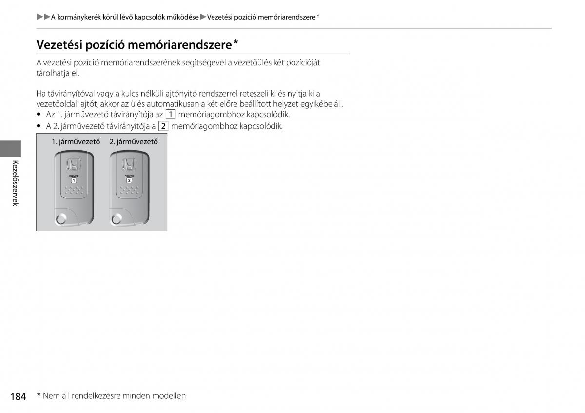 Honda CR V IV 4 Kezelesi utmutato / page 185