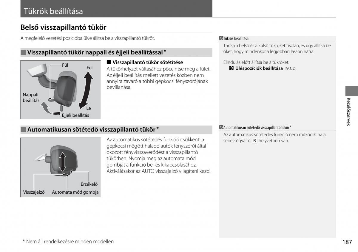 Honda CR V IV 4 Kezelesi utmutato / page 188