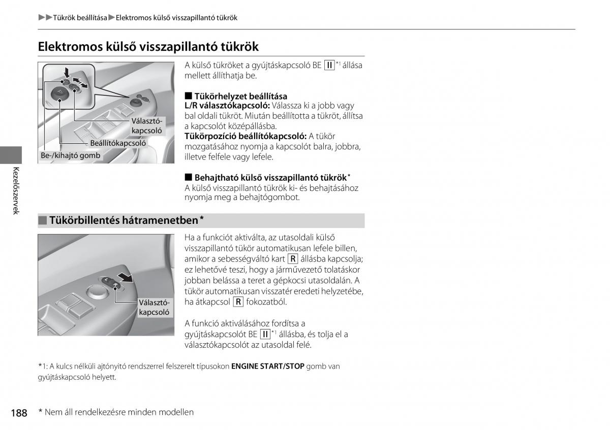 Honda CR V IV 4 Kezelesi utmutato / page 189