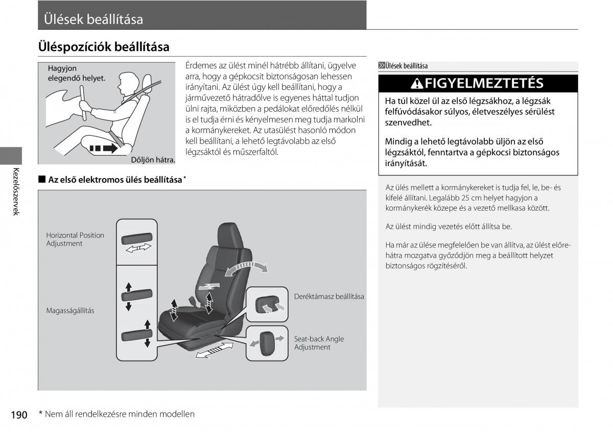 Honda CR V IV 4 Kezelesi utmutato / page 191