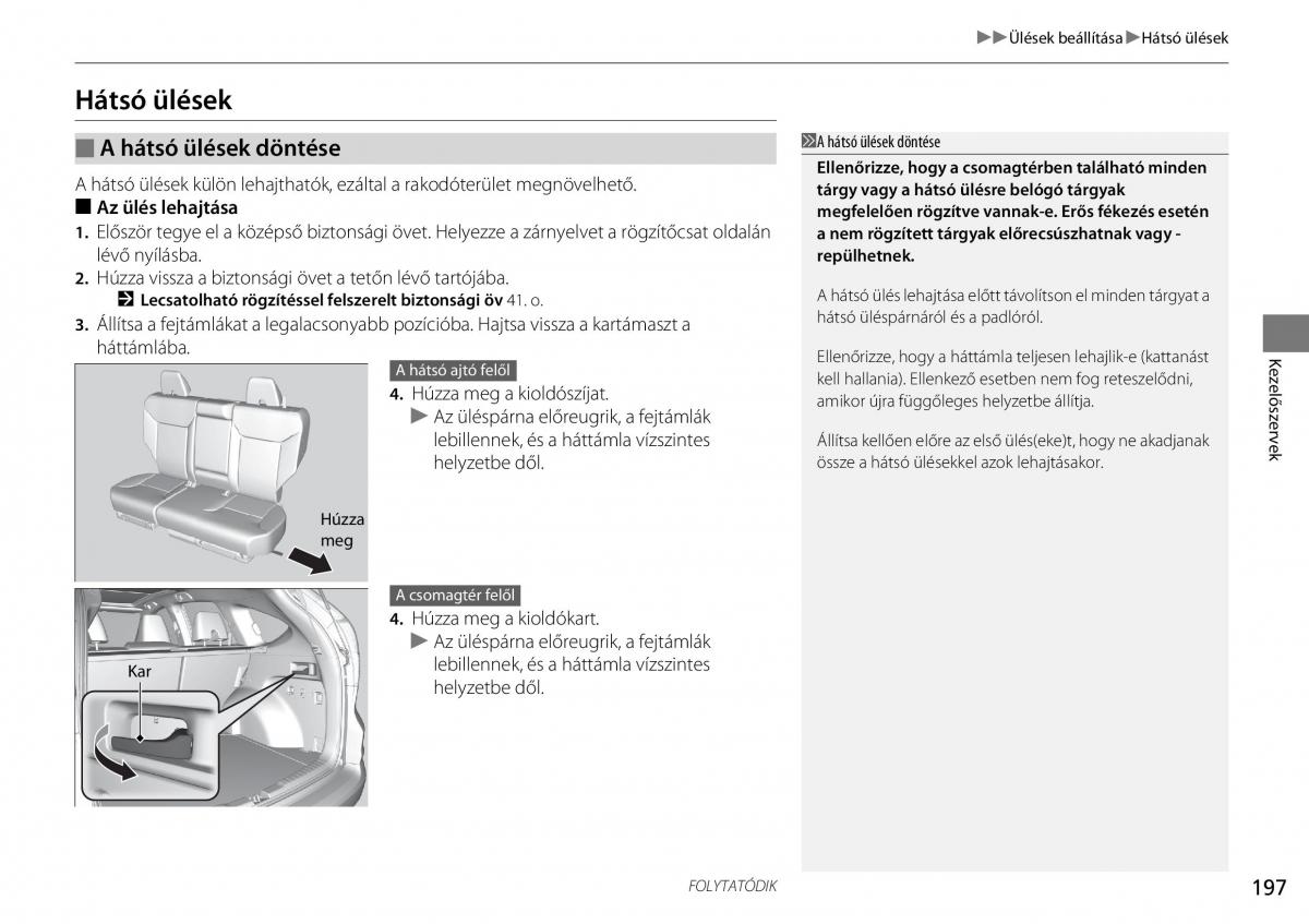 Honda CR V IV 4 Kezelesi utmutato / page 198