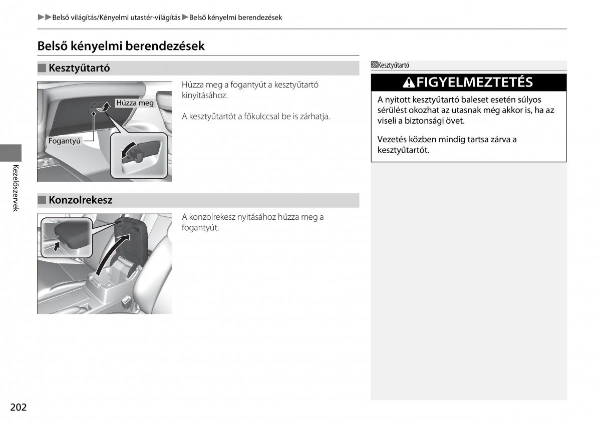 Honda CR V IV 4 Kezelesi utmutato / page 203