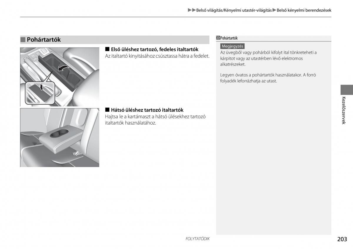 Honda CR V IV 4 Kezelesi utmutato / page 204