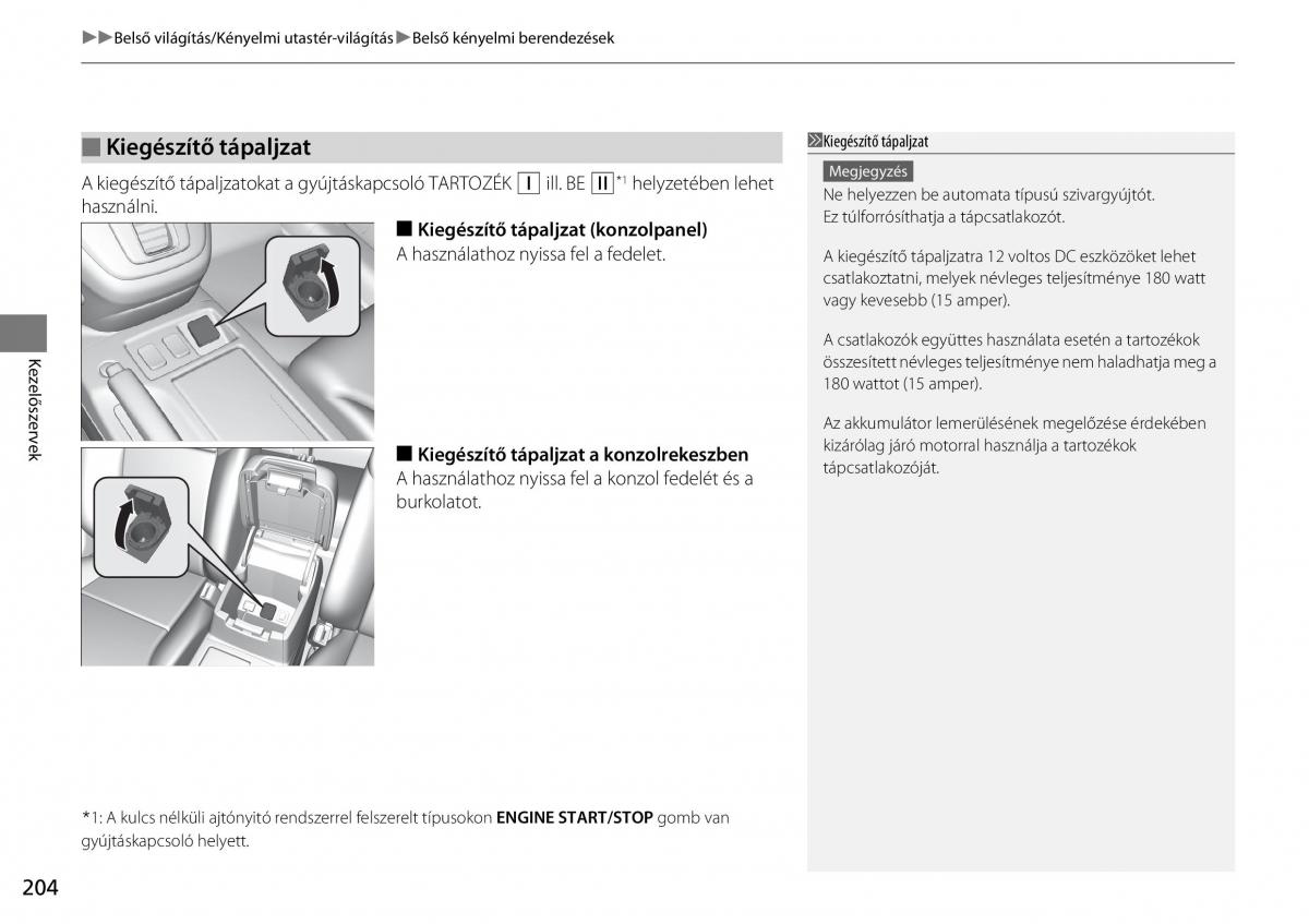 Honda CR V IV 4 Kezelesi utmutato / page 205