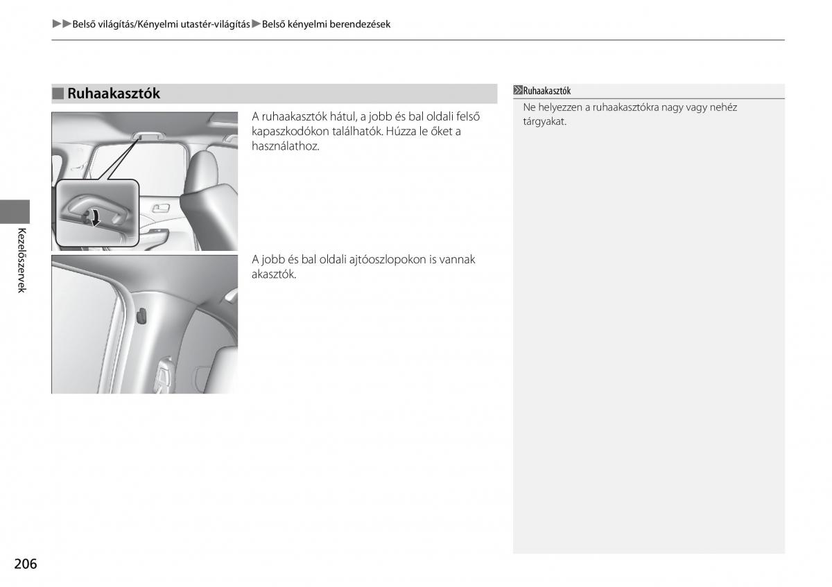 Honda CR V IV 4 Kezelesi utmutato / page 207