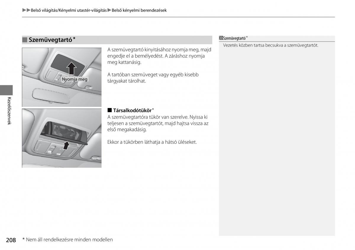 Honda CR V IV 4 Kezelesi utmutato / page 209