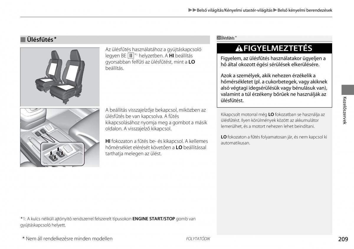 Honda CR V IV 4 Kezelesi utmutato / page 210