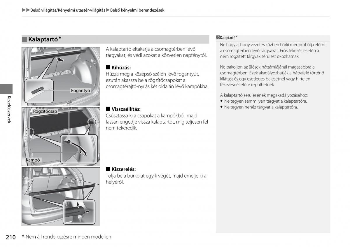 Honda CR V IV 4 Kezelesi utmutato / page 211