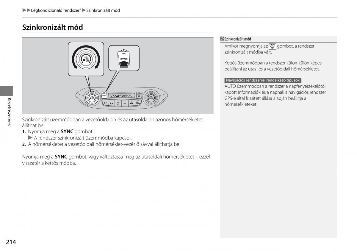 Honda CR V IV 4 Kezelesi utmutato / page 215