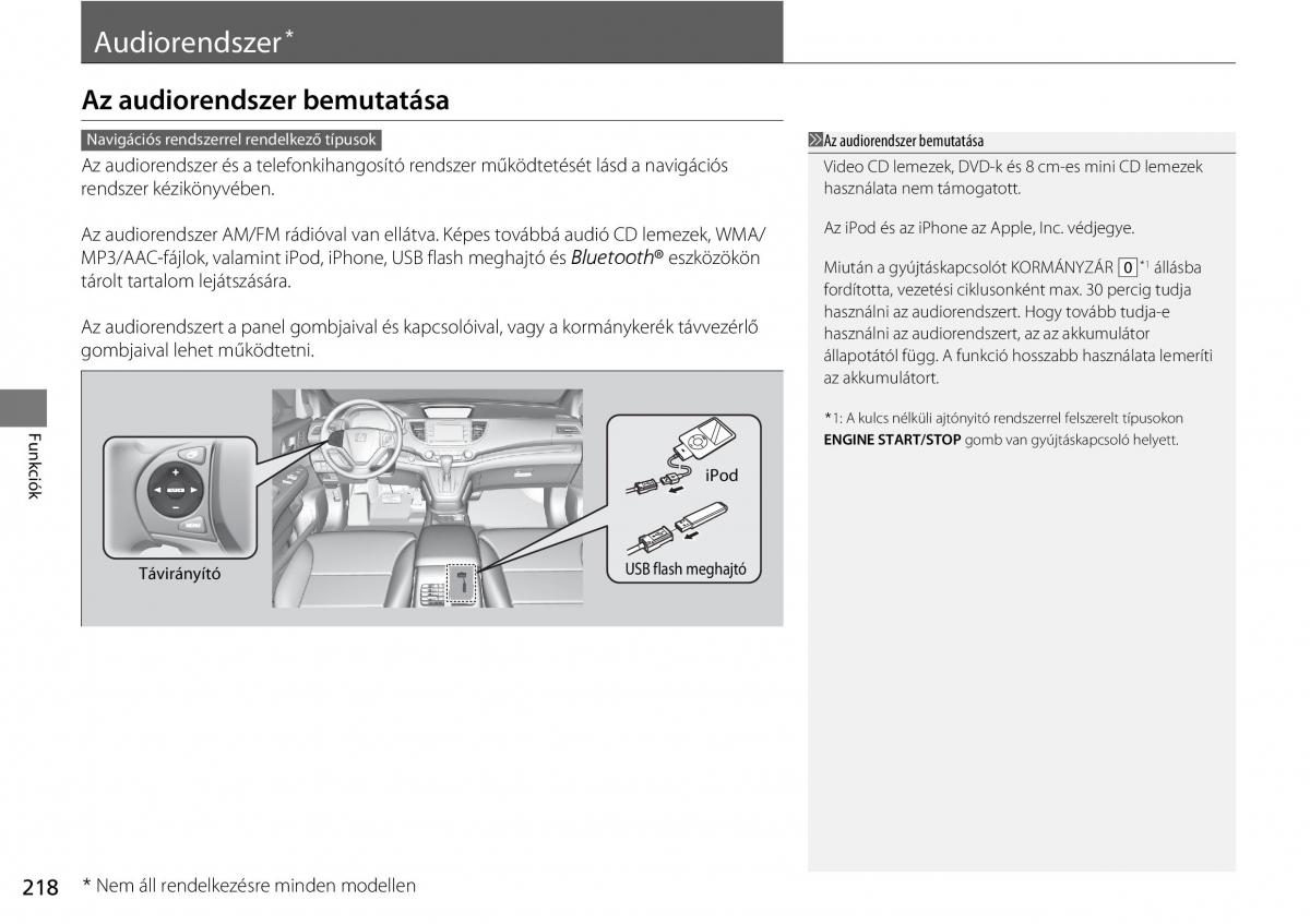 Honda CR V IV 4 Kezelesi utmutato / page 219