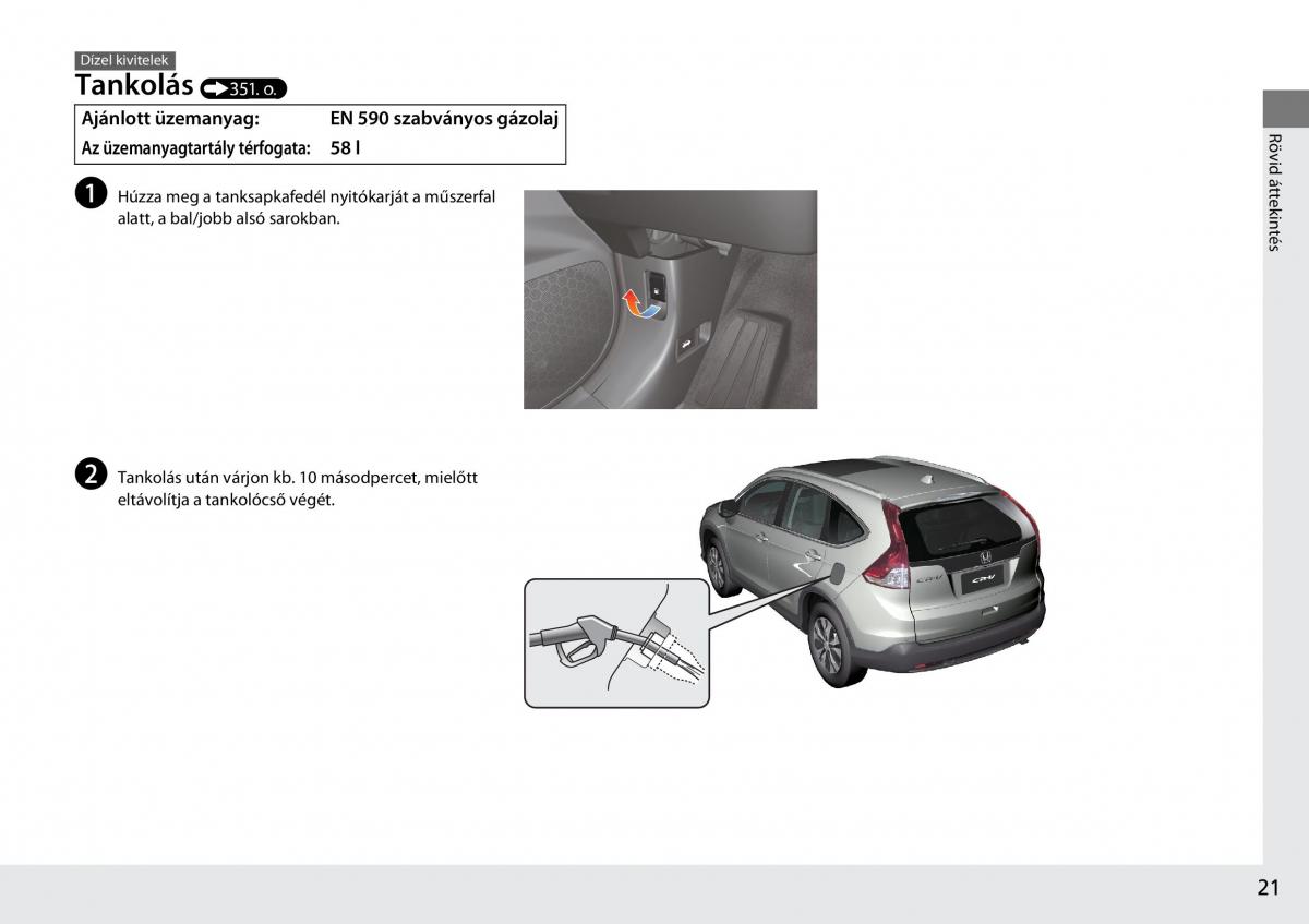 Honda CR V IV 4 Kezelesi utmutato / page 22