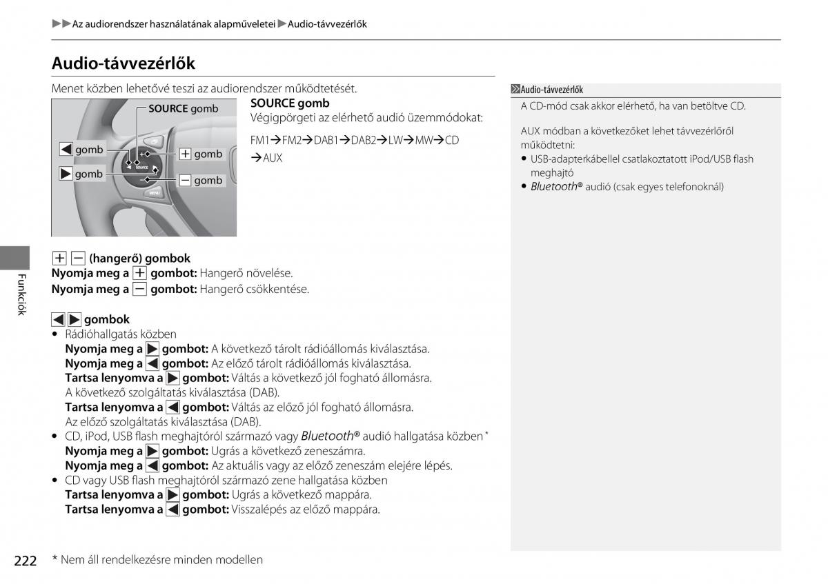 Honda CR V IV 4 Kezelesi utmutato / page 223