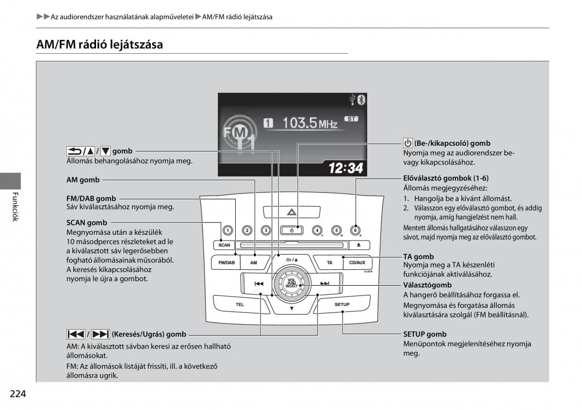 Honda CR V IV 4 Kezelesi utmutato / page 225