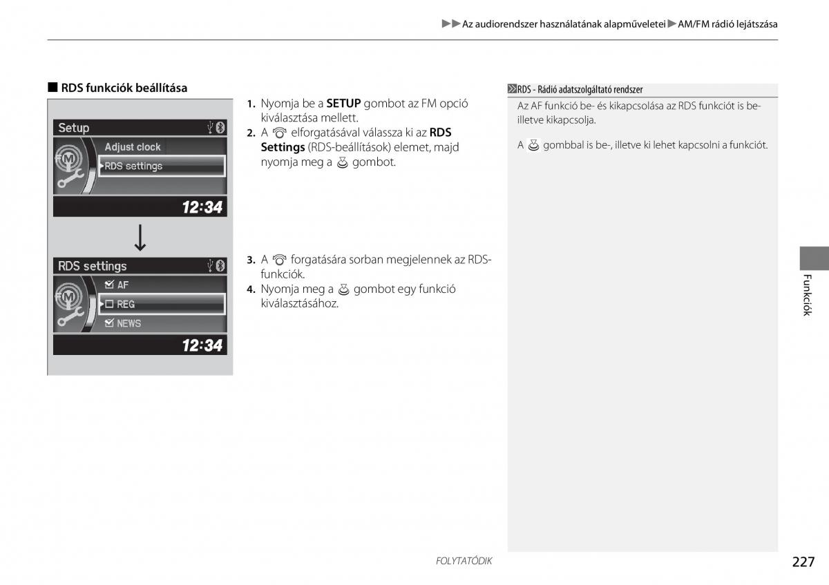 Honda CR V IV 4 Kezelesi utmutato / page 228