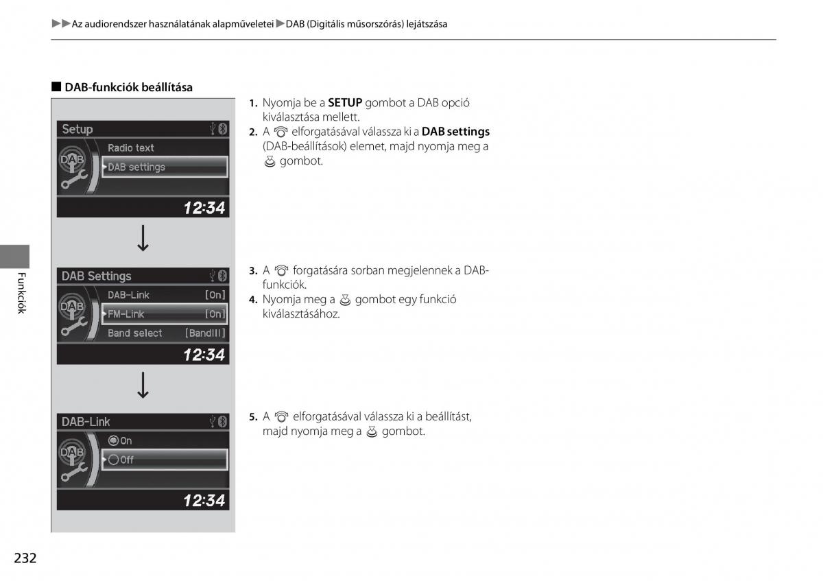 Honda CR V IV 4 Kezelesi utmutato / page 233