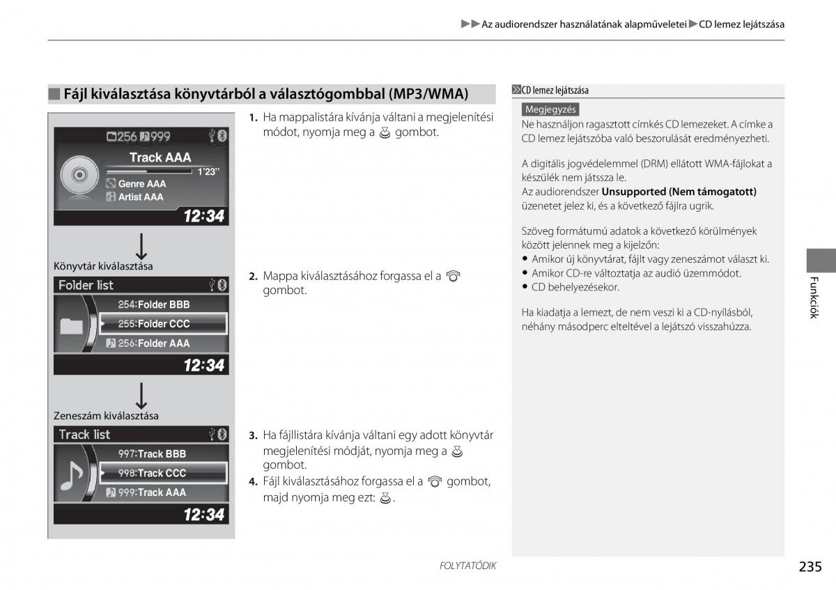 Honda CR V IV 4 Kezelesi utmutato / page 236