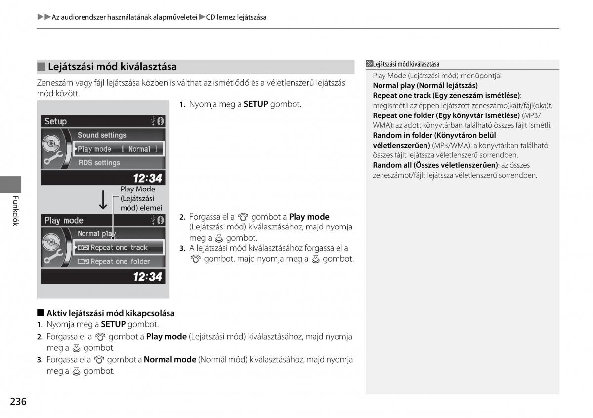 Honda CR V IV 4 Kezelesi utmutato / page 237