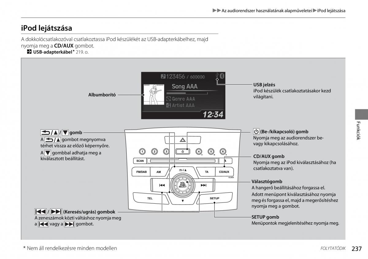 Honda CR V IV 4 Kezelesi utmutato / page 238