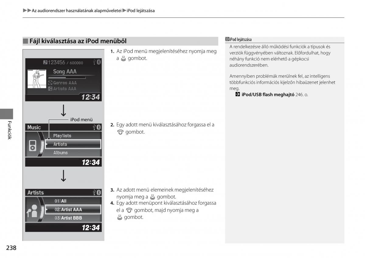 Honda CR V IV 4 Kezelesi utmutato / page 239