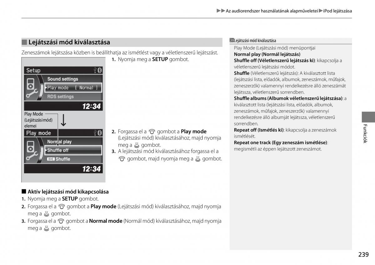 Honda CR V IV 4 Kezelesi utmutato / page 240