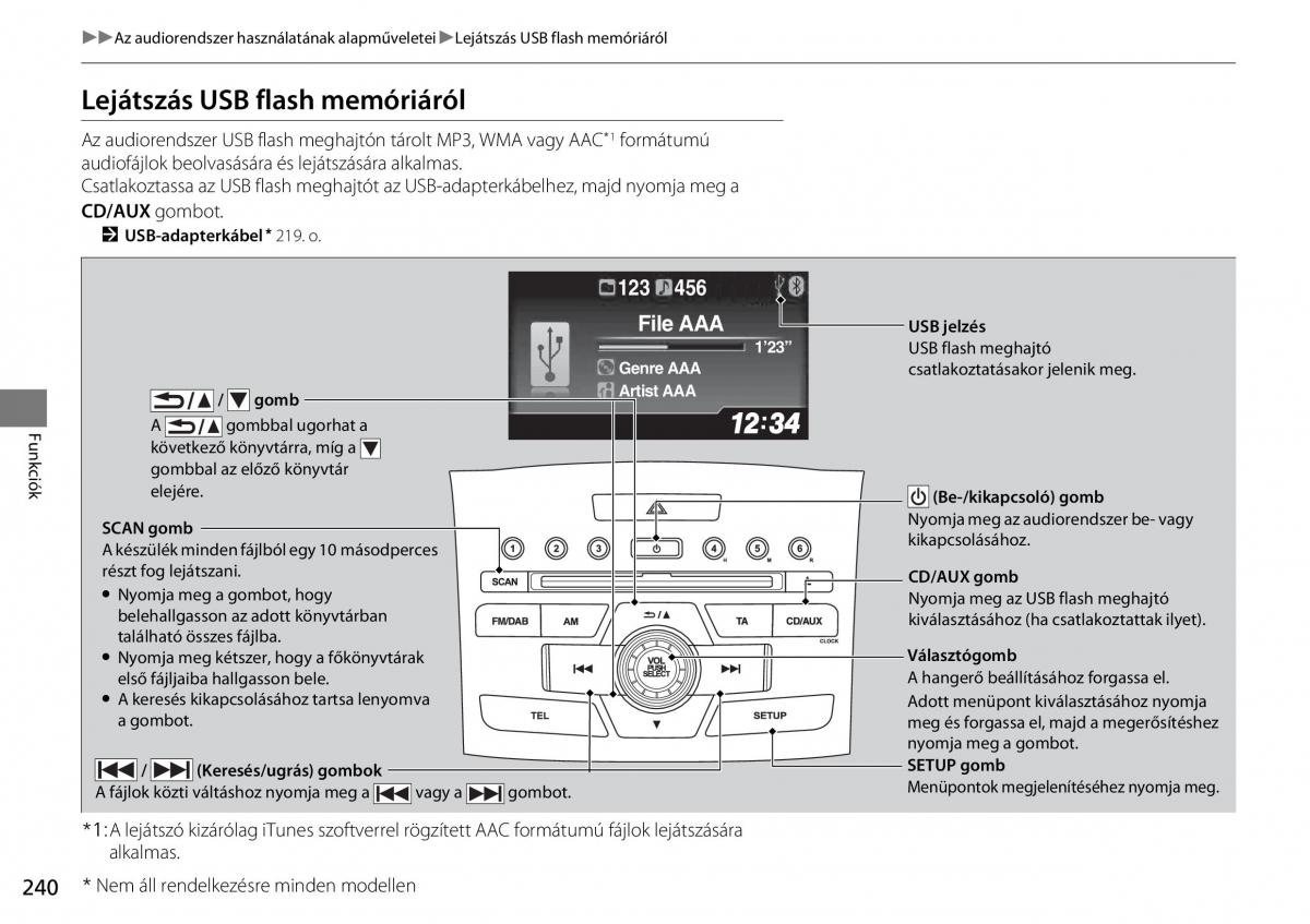 Honda CR V IV 4 Kezelesi utmutato / page 241