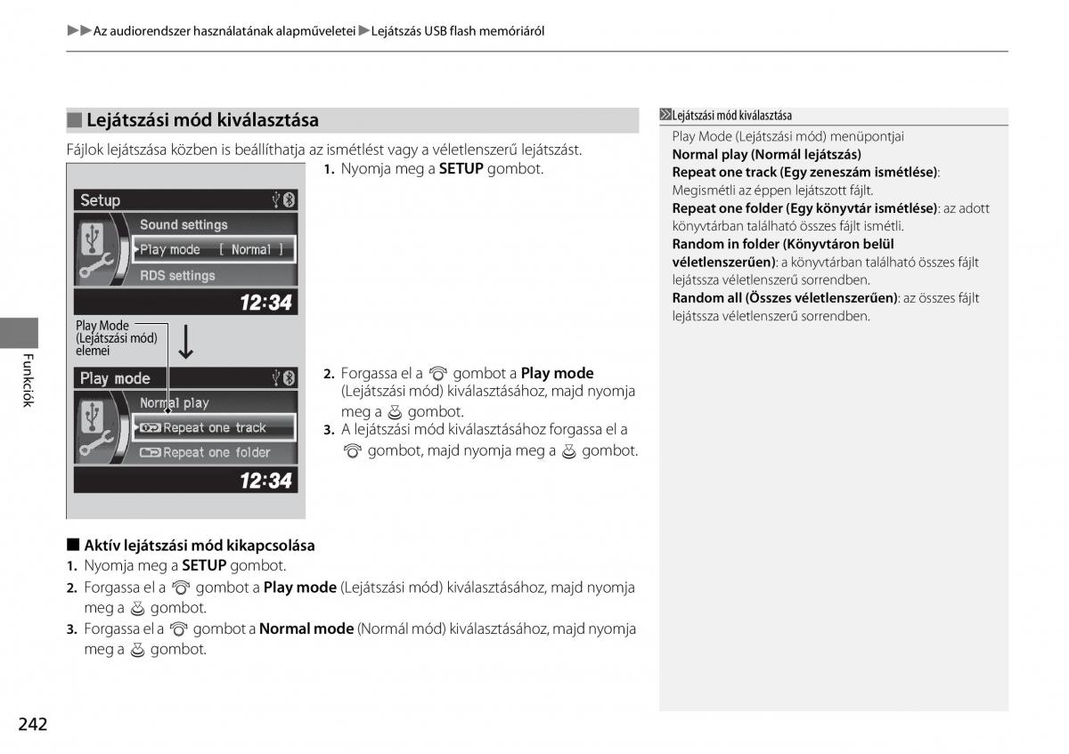 Honda CR V IV 4 Kezelesi utmutato / page 243