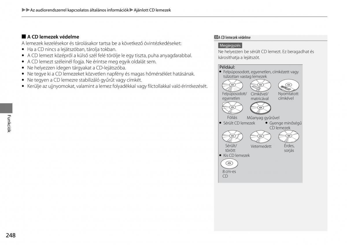 Honda CR V IV 4 Kezelesi utmutato / page 249