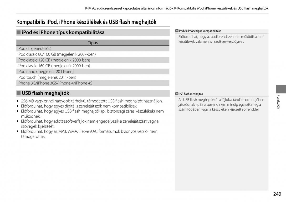 Honda CR V IV 4 Kezelesi utmutato / page 250