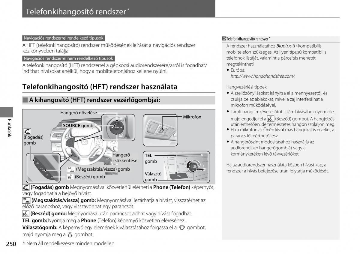 Honda CR V IV 4 Kezelesi utmutato / page 251