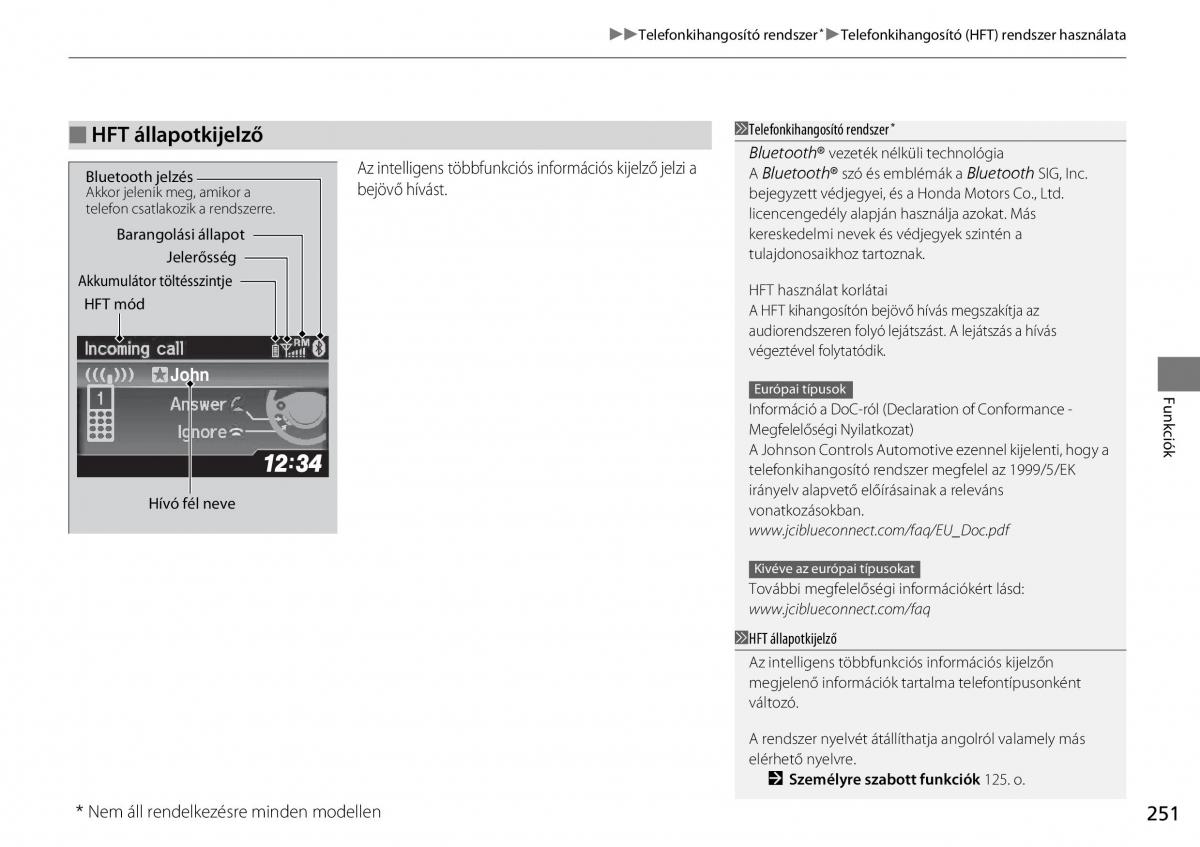 Honda CR V IV 4 Kezelesi utmutato / page 252