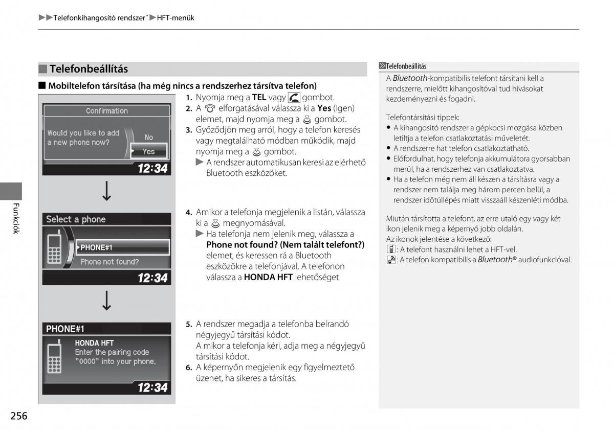 Honda CR V IV 4 Kezelesi utmutato / page 257