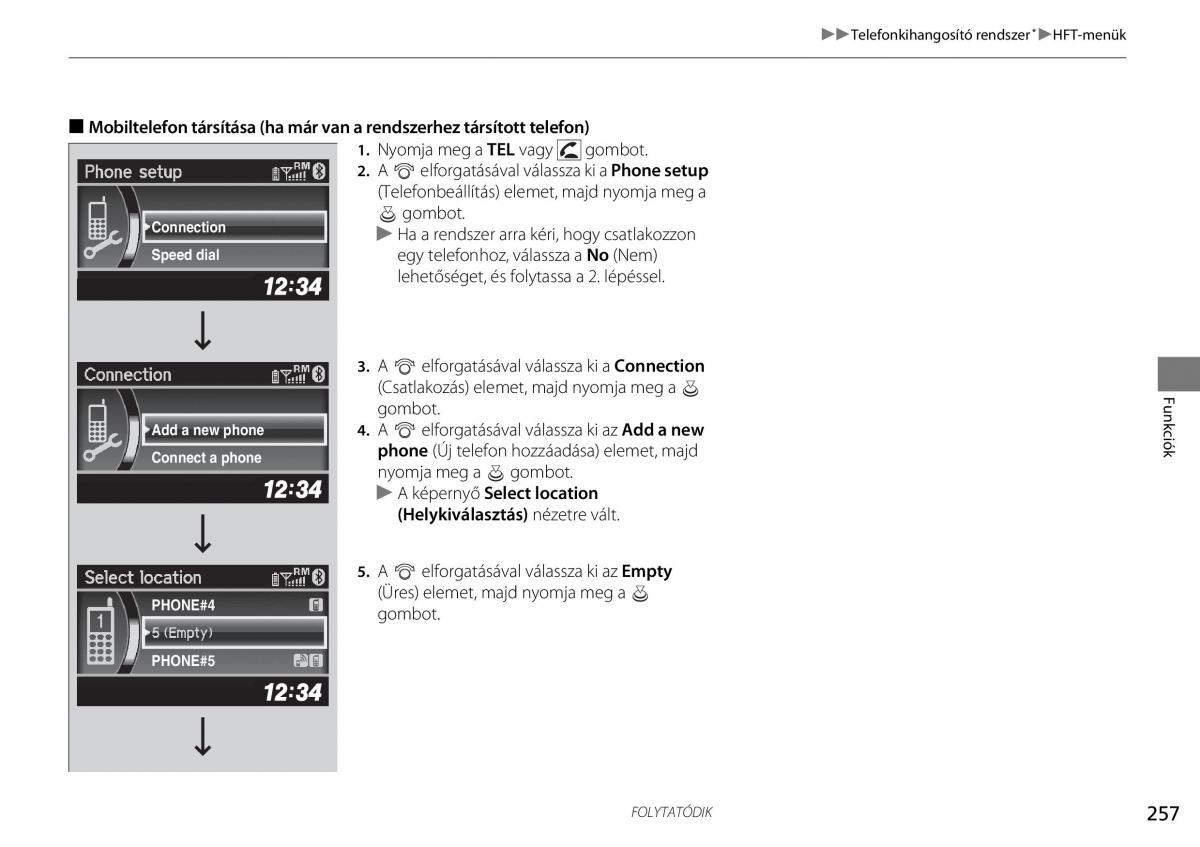 Honda CR V IV 4 Kezelesi utmutato / page 258